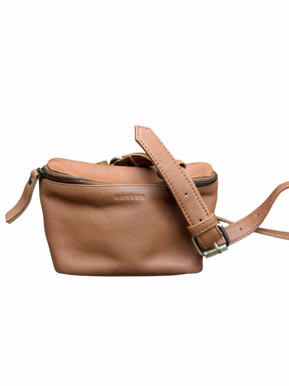 Mandrn Atlas  brown Woven Leather Fanny Pack/Sling Bag